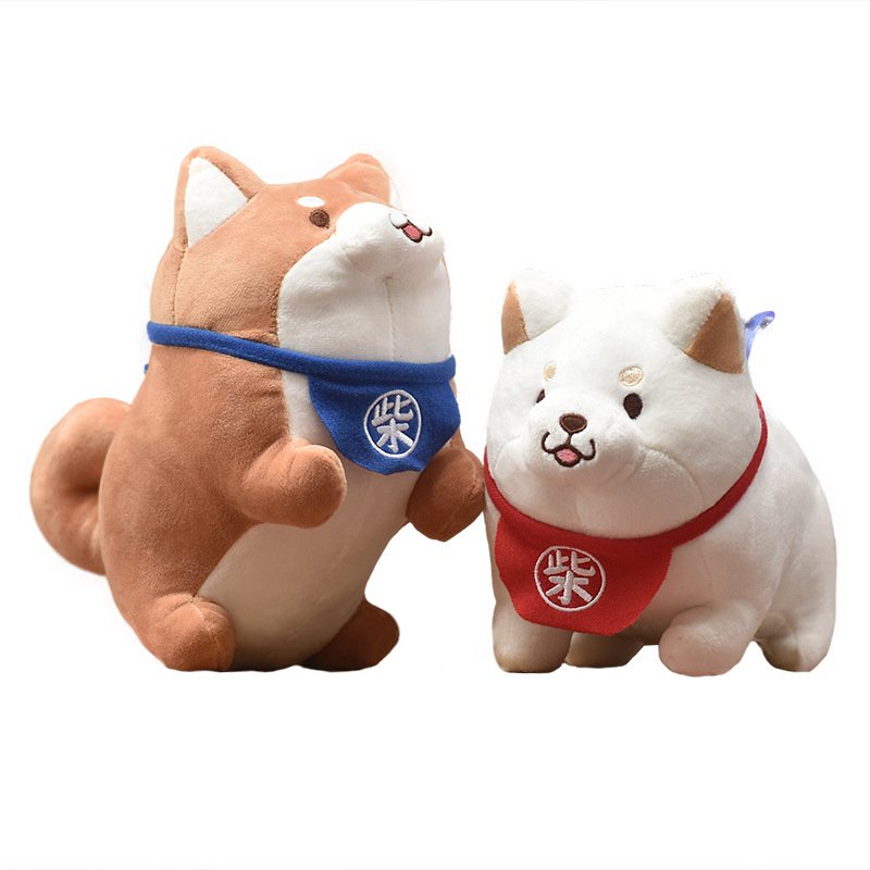 Gấu bông chó Shiba Inu đeo khăn mũm mĩm xinh xắn dễ thương thú nhồi bông cute