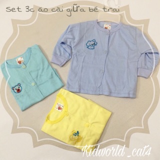 Set 3 chiếc - ao sơ sinh cho bé trai hi hi