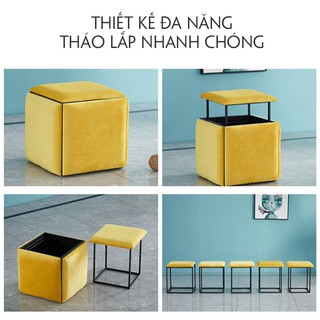 Ghế Rubik 🆓1 Bộ 5 ghế 🆓Ghế gấp gọn thành khối Rubik, có bánh xe di chuyển tiện lợi, KT 4546 cm
