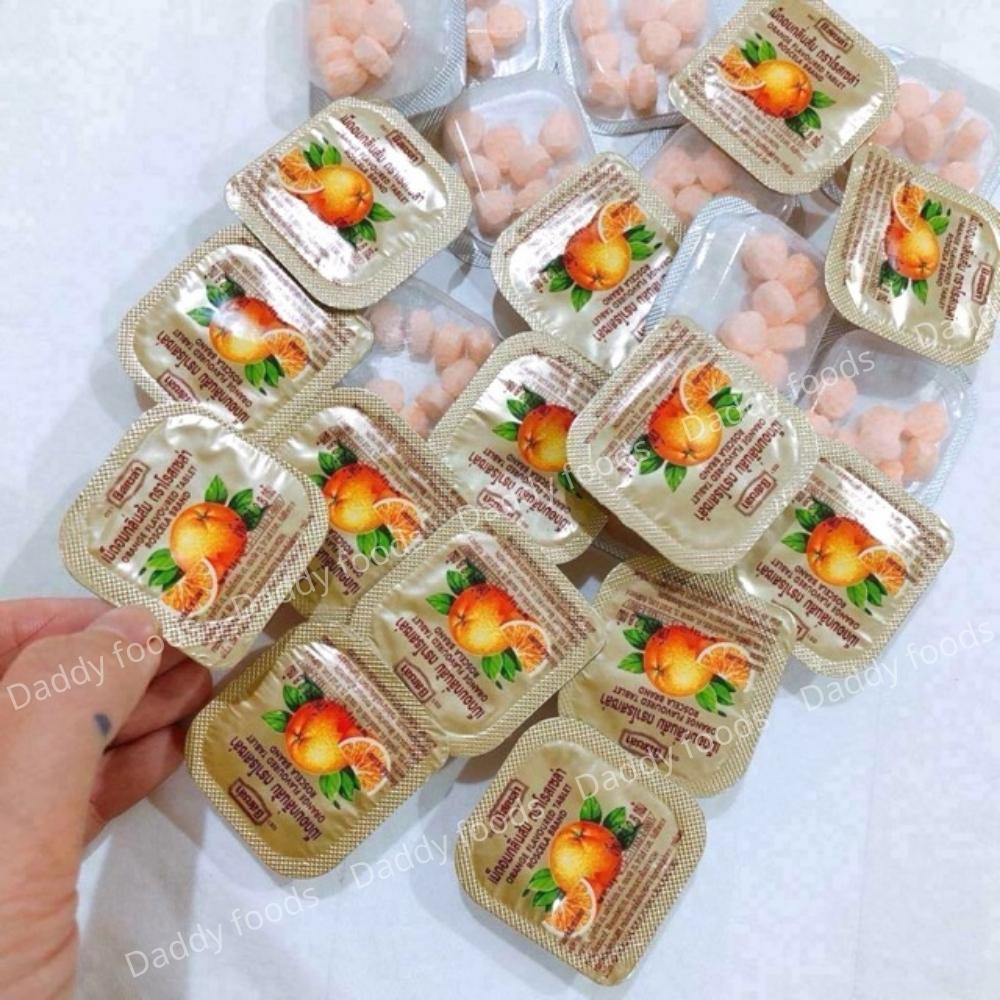 Kẹo vitamin C Thái Lan vị cam dạng viên ngậm cho bé vỉ 24 hộp
