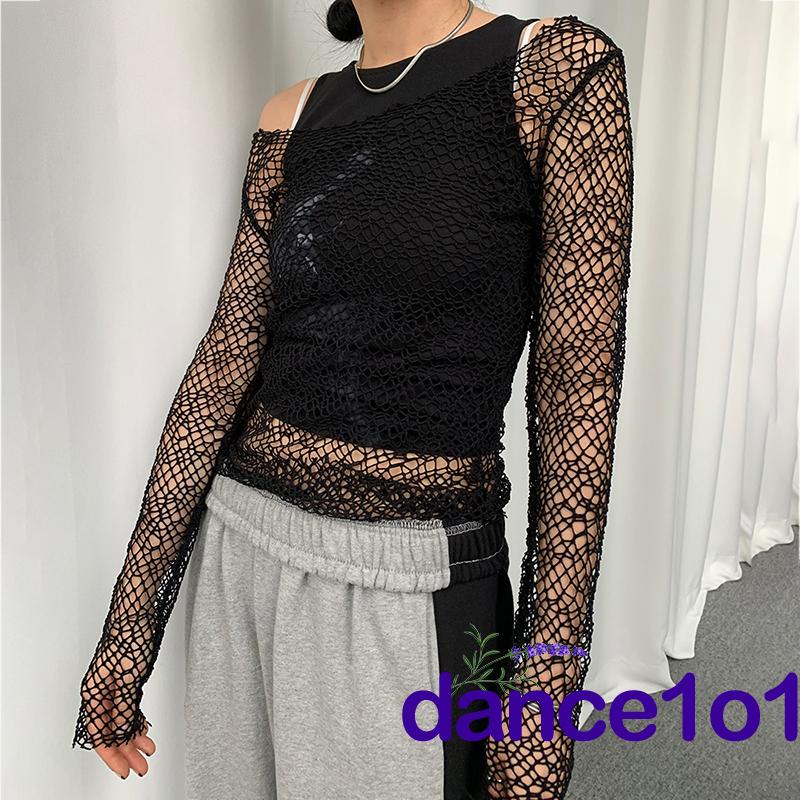 Áo Trễ Vai Tay Dài Xuyên Thấu Cho Nữ Nhảy 1O1-