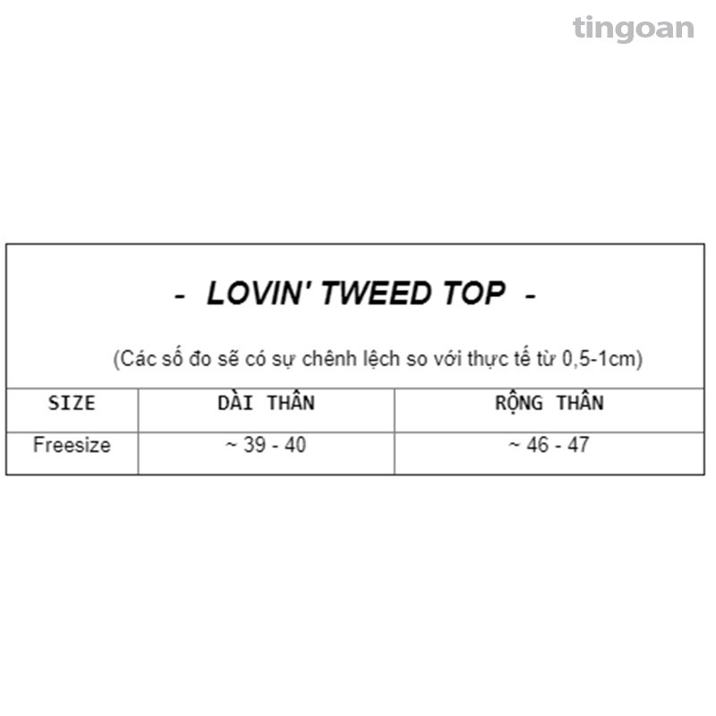 Áo khoác tweed ngắn tay dáng lửng bện dây tingoan LOVIN' TWEED TOP/BL