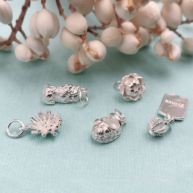 999 Mặt dây chuyền bạc Sterling Mặt dây chuyền rắn Mặt dây chuyền Cá tính Bạc Dress Nhỏ Daisy Hướng dẫn sử dụng DIY Phụ 