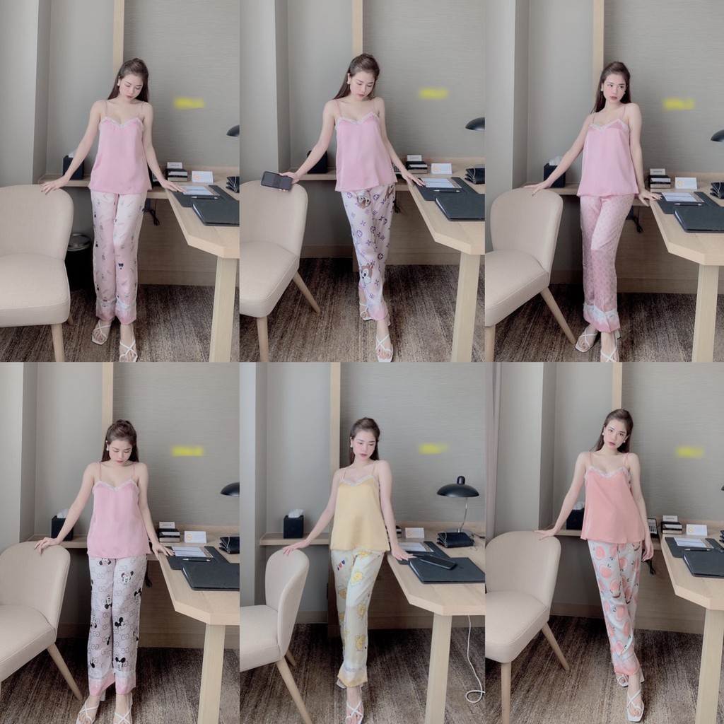 Pijama Lụa SATIN những mẫu hottren 2021 Tay ngắn quần dài Form dưới 60 kí