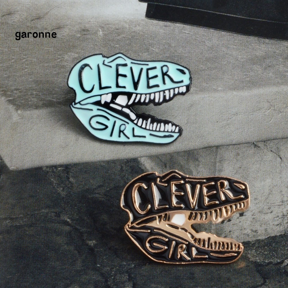 GA_Dinosaur Head Letters Print Enamel Unisex Brooch Pin Coat Sweater Shirt Ornament