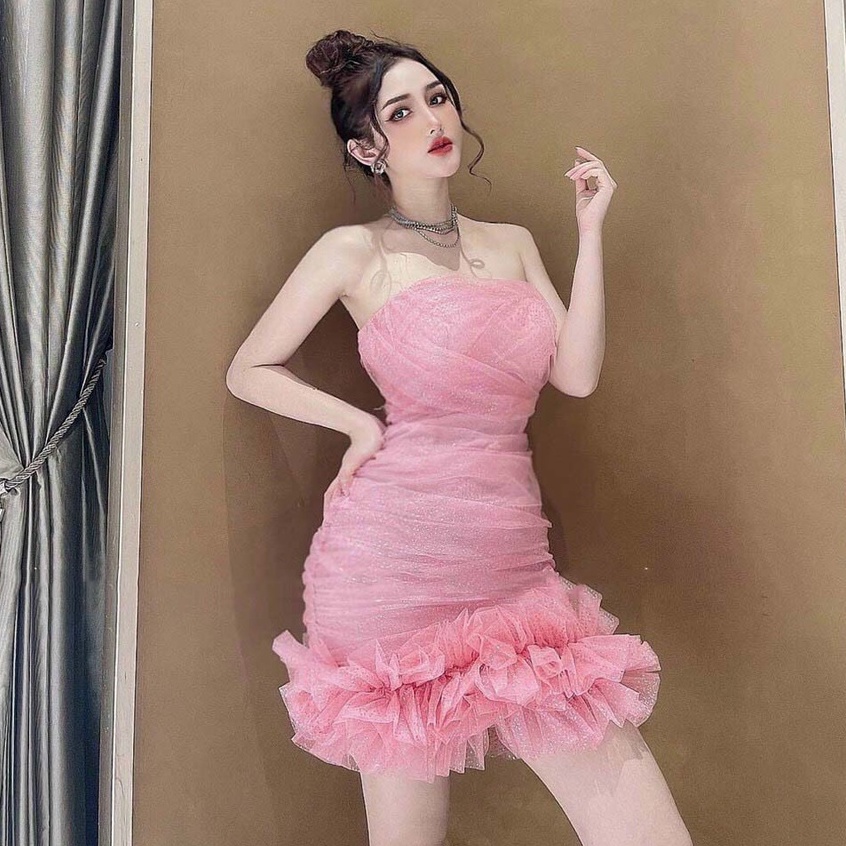 Đầm nữ body ngắn kiểu đầm dự tiệc cách điệu chân váy nhún bèo chân váy đuôi cá thời trang thiết kế ARAVA | BigBuy360 - bigbuy360.vn