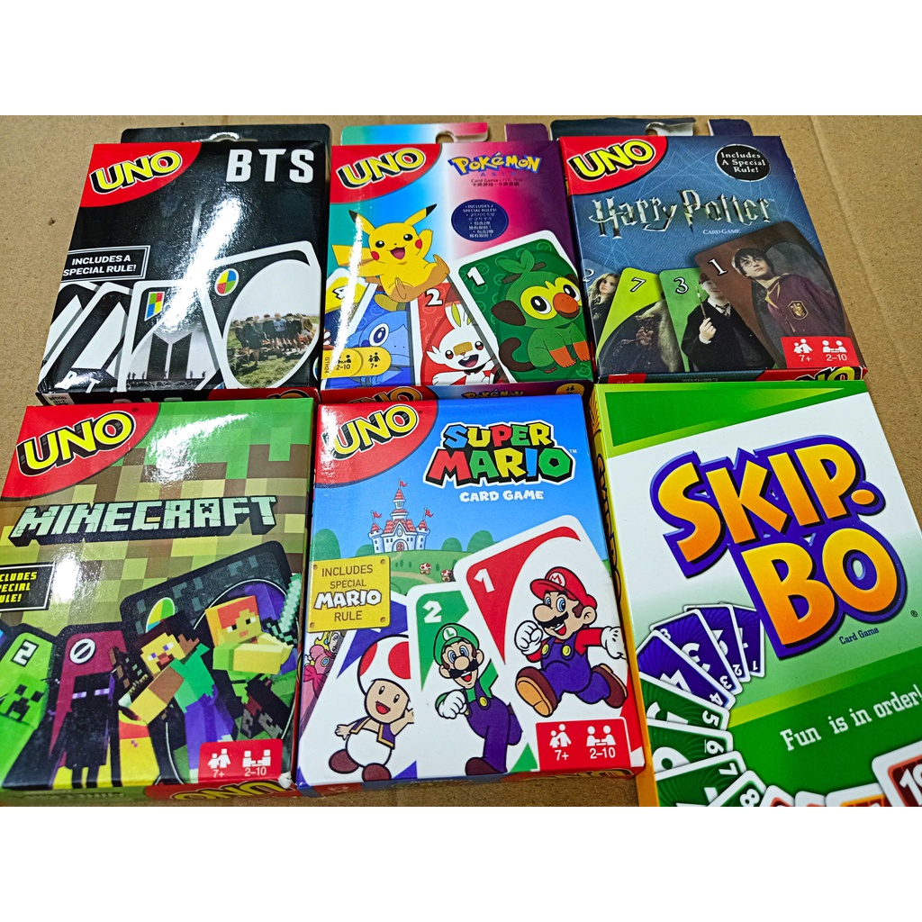 Thẻ bài Uno In Hình Hoạt Hình Bộ bài trò chơi Uno Classic, Wild, Skip Bo, Flip, Phase 10, DOS, BTS, Harry Porter,Supe
