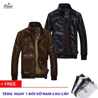 Áo khoác da nam lót lông cao cấp hcm ad77