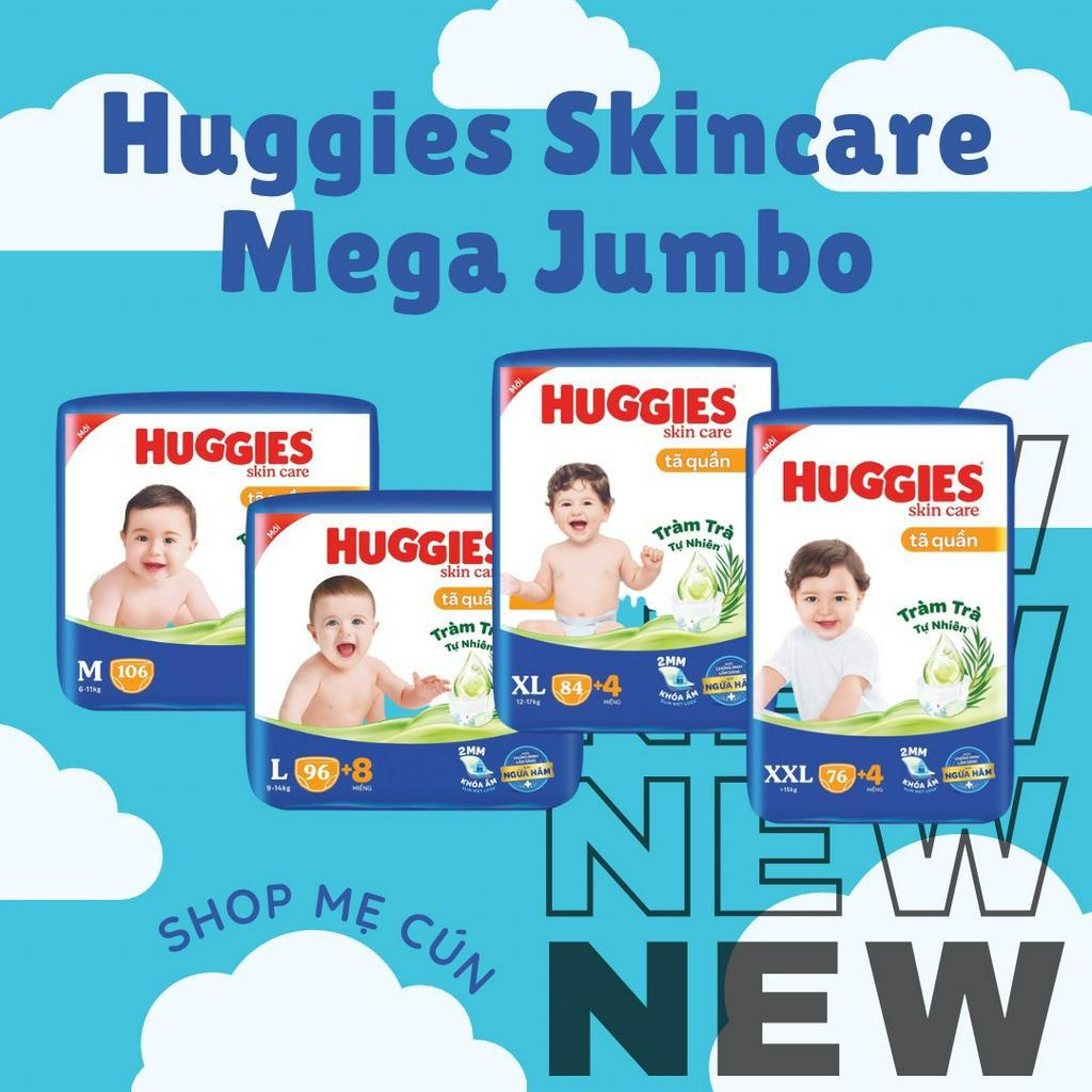 (Deal Sinh Nhật) TÃ QUẦN HUGGIES MEGA JUMBO SKIN CARE ĐỦ SIZE M106, L96+8, XL84+4, XXL76+4