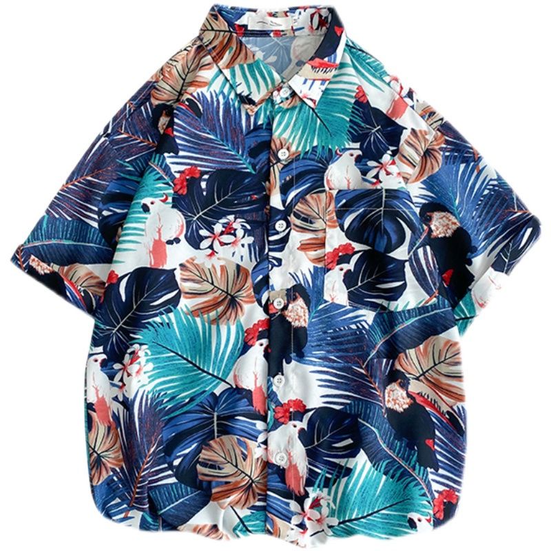 Áo Sơ Mi Hoa Ngắn Tay Dáng Rộng Trẻ Trung Cá Tính Cho Nam