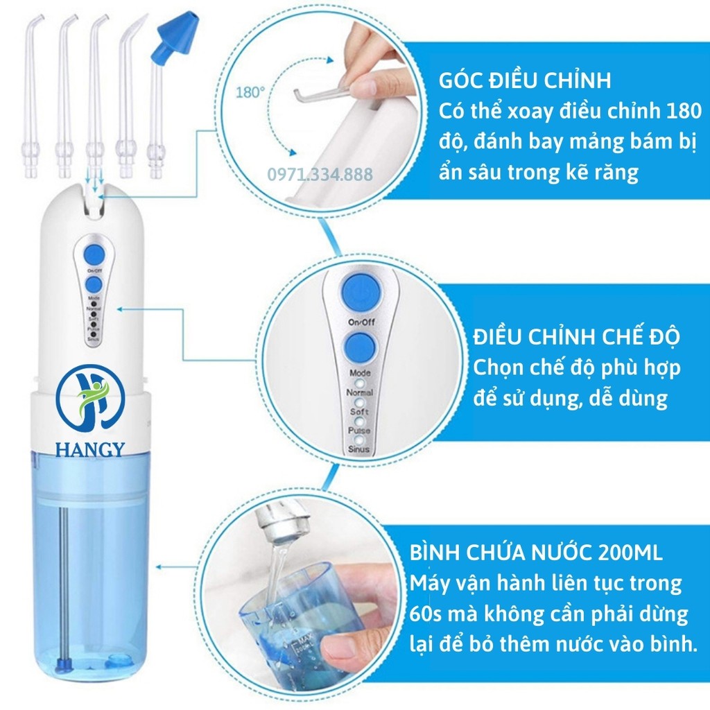 Máy tăm nước cầm tay water flosser oral i achepower HANGY