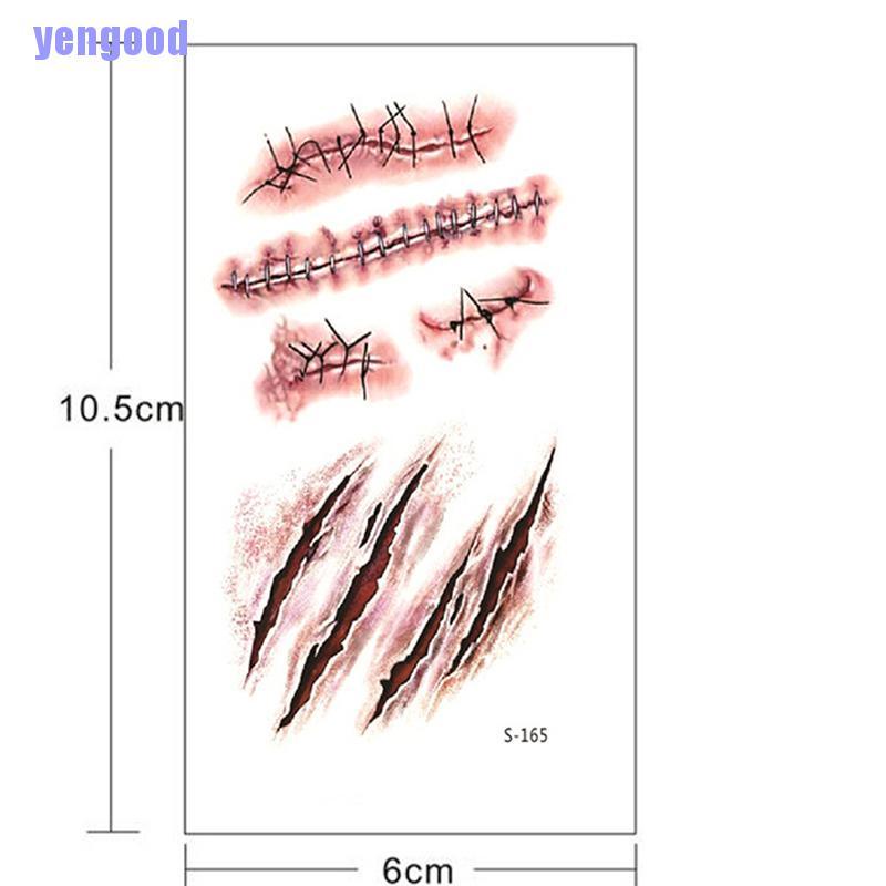 Set 3 Hình Xăm Dán Họa Tiết Vết Sẹo 3D Phong Cách Halloween