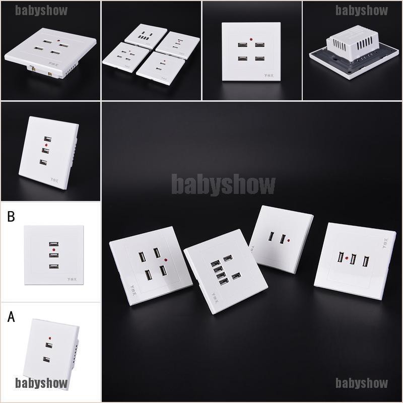 【Babyshow】2/3/4/6 USB Port Wall Charger Outlet AC Power Receptacle Socket Plate Panel