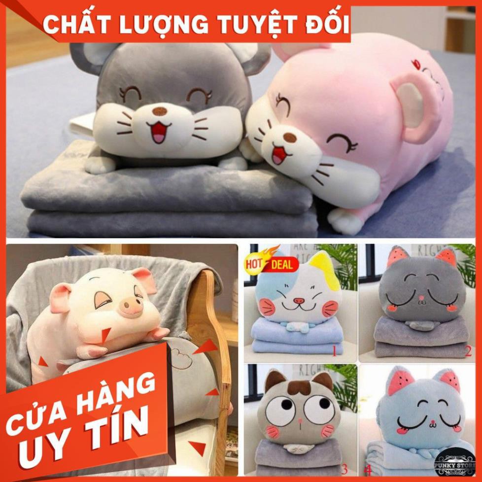 [GS][FREESHIP] BỘ CHĂN MỀN GỐI VĂN PHÒNG 2IN1 HÌNH THÚ, CHUỘT, HEO TL020