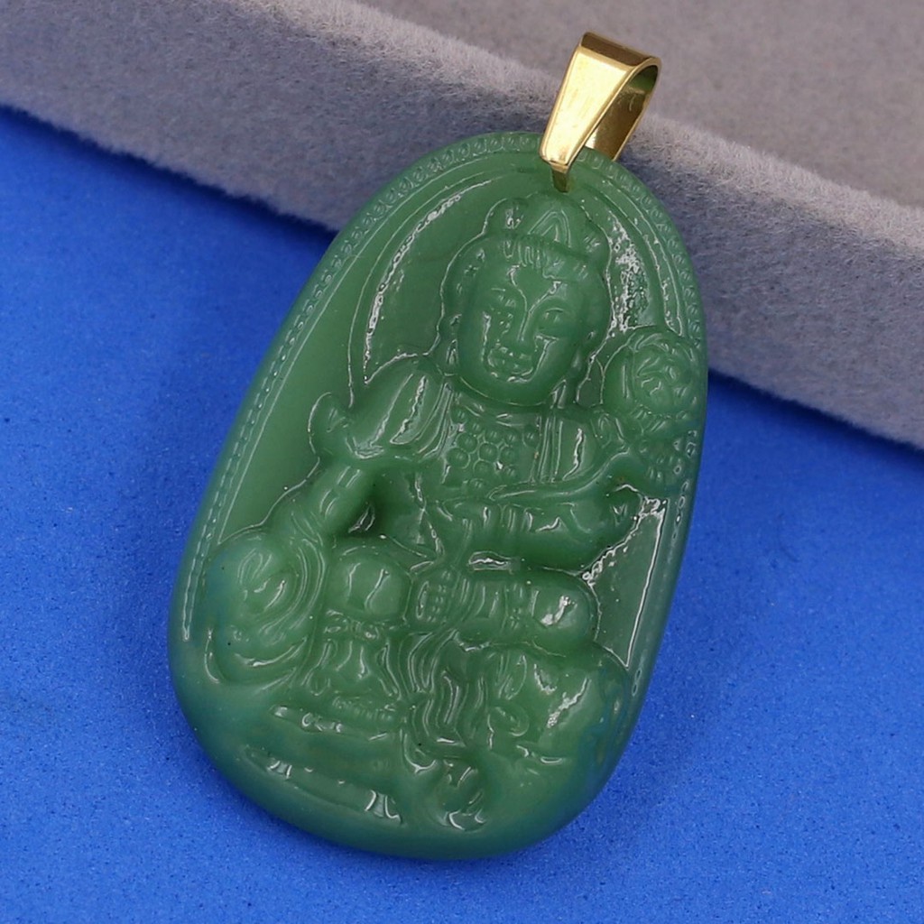 Mặt dây chuyền Phật Phổ hiền xanh 5 cm MVTAXLN2-Hộ mệnh tuổi Thìn và Tỵ