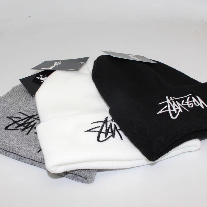 Mũ beanie họa tiết chữ Stussy thời trang thu đông sành điệu cá tính