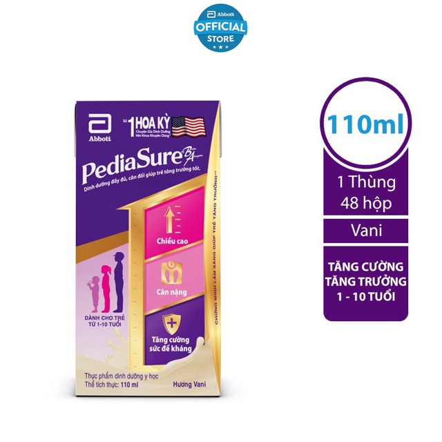 Lốc 4 hộp Sữa bột pha sẵn Pediasure 110ml