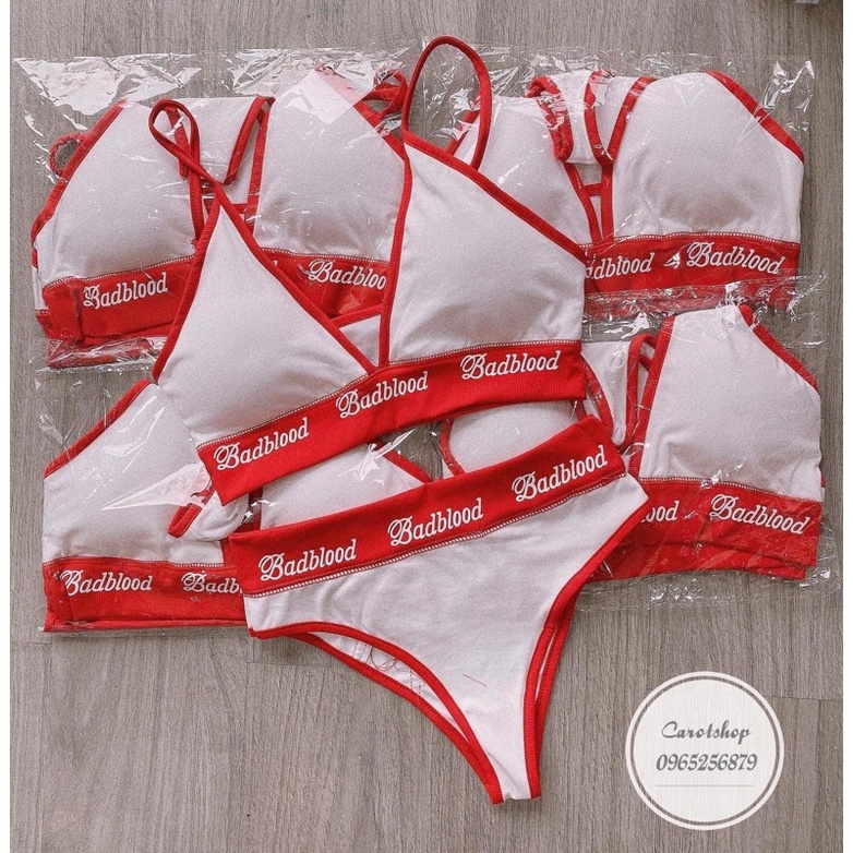 bikini đỏ viền trắng ( có mút ngực ) - CarotShop