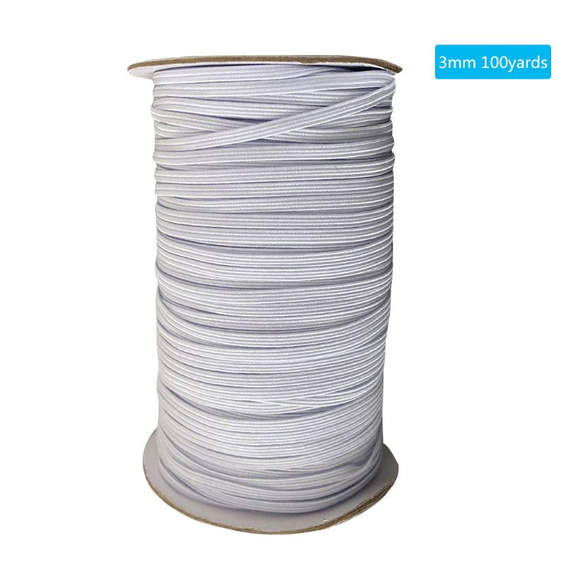 Cuộn Dây Thun Bản Dẹt Co Giãn 100Yards 3mm 4mm 5mm 6mm Làm Đồ Thủ Công DIY