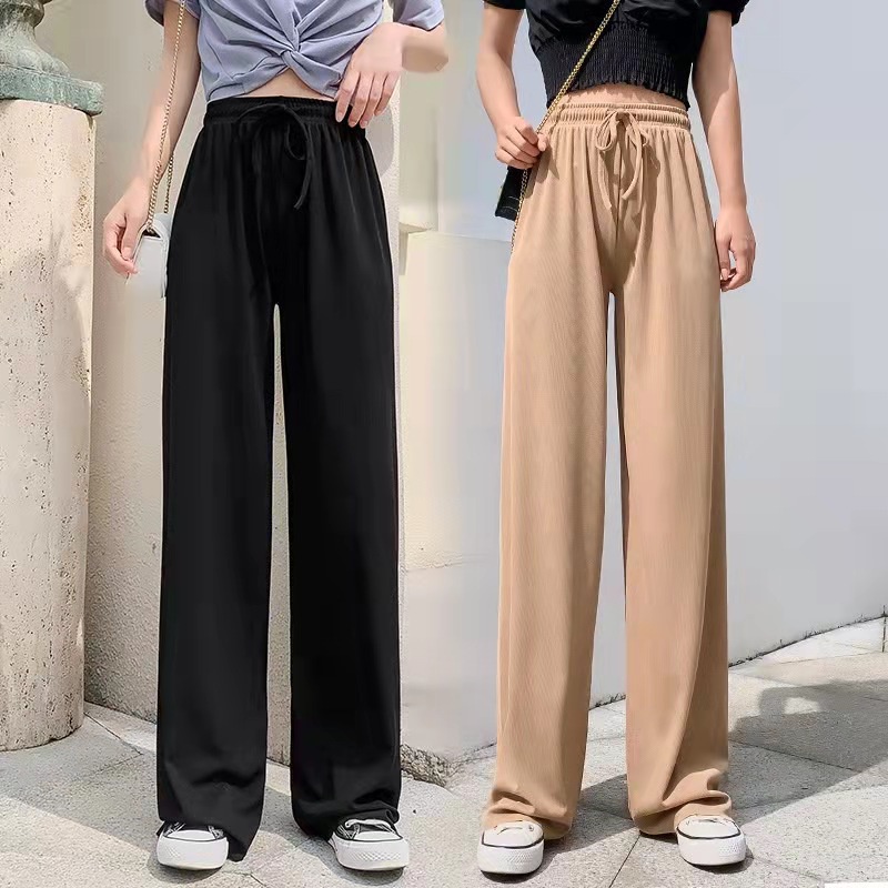 quần len tăm ống rộng suông co giãn cạp cao nhiều màu sắc - quần suôn tăm ống loe suông 4 mùa HẠNH 96 Q150