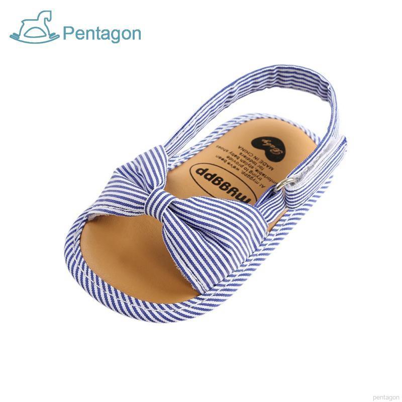 Giày Sandal Kẻ Sọc Cột Nơ Cho Bé Gái Từ 0-18 Tháng Tuổi