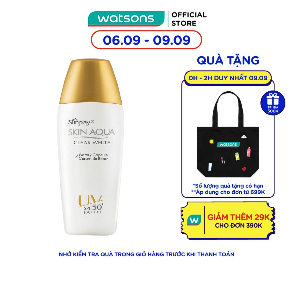 Sữa Chống Nắng Dưỡng Da Trắng Mịn Tối Ưu Sunplay Skin Aqua Clear White SPF50+ 25g