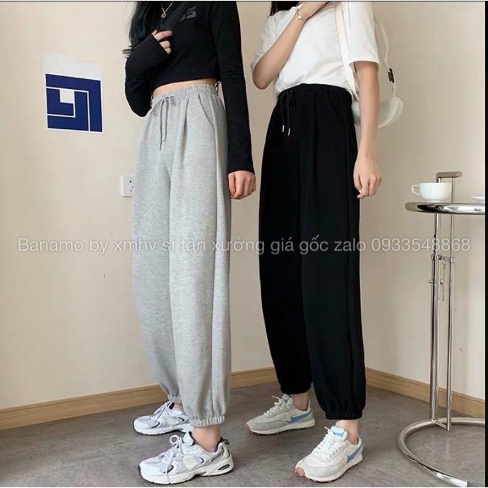 Quần jogger nỉ da cá ống suông bo gấu Unisex kiểu dáng thể thao siêu hot thời trang Banamo Fashion 297