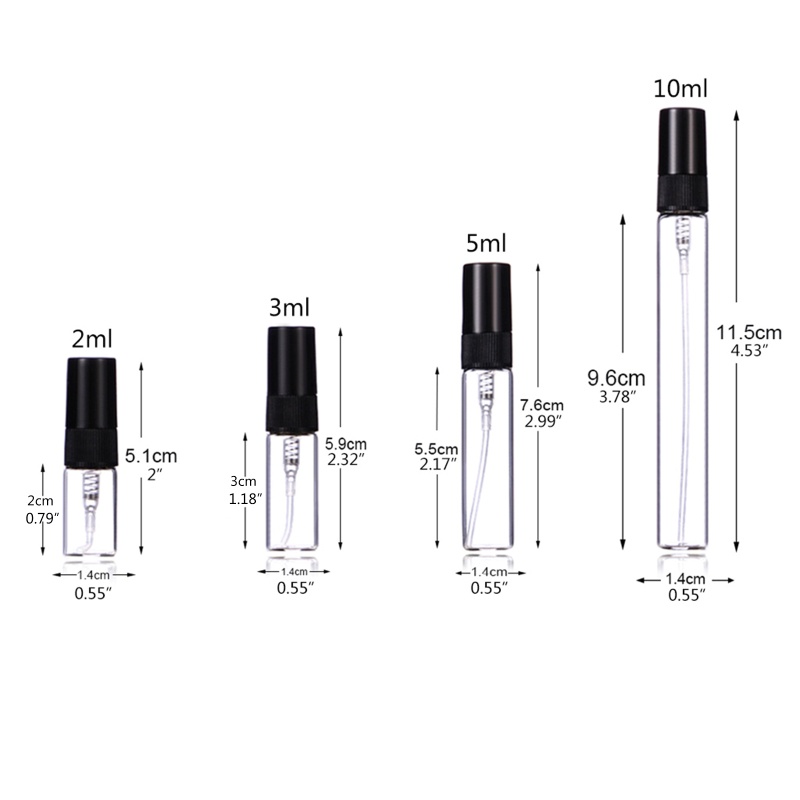 Set 10 Lọ Thủy Tinh Rỗng Dạng Xịt 2ml 3ml 5ml 10ml Đựng Mỹ Phẩm Tiện Dụng Khi Đi Du Lịch