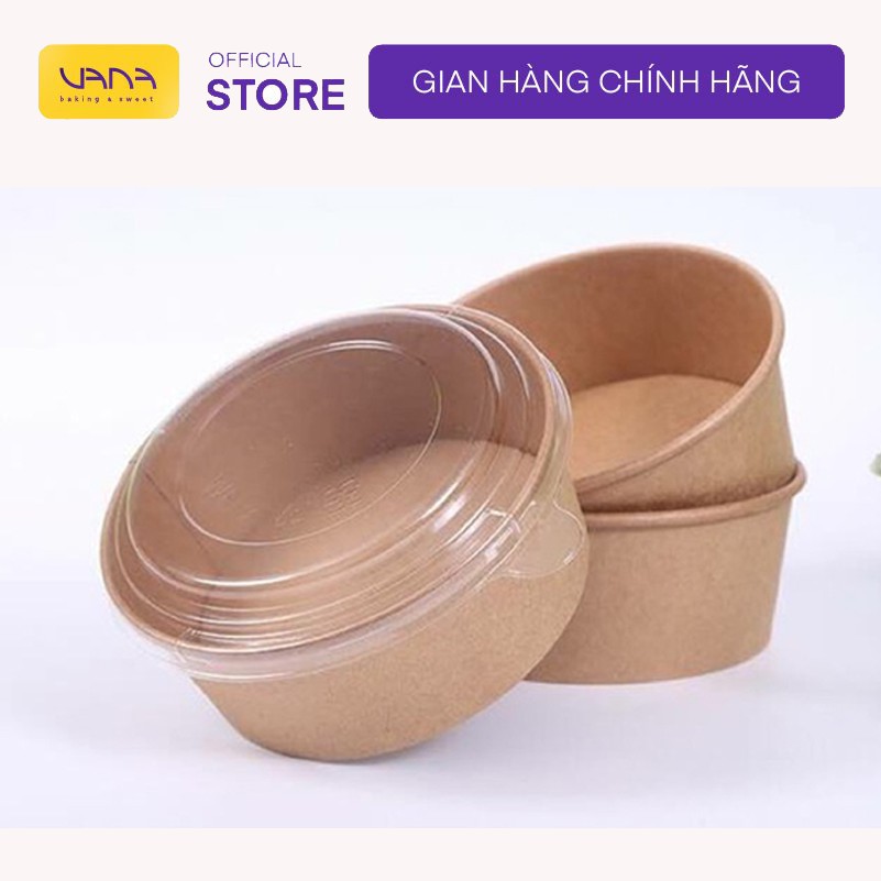 HỘP GIẤY KRAFT TRÒN NẮP TRONG 1000ML THÂN THIỆN VỚI MÔI TRƯỜNG, AN TOÀN KHI SỬ DỤNG