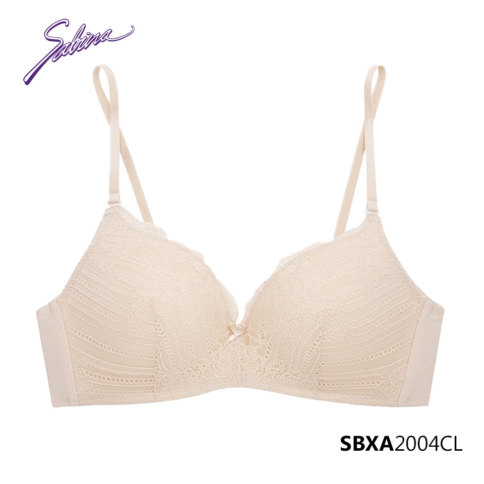 Áo Lót Mút Dày Siêu Nâng Ngực Không Gọng Màu Da Phối Ren Basic Doomm Doomm By Sabina SBXA2004CL