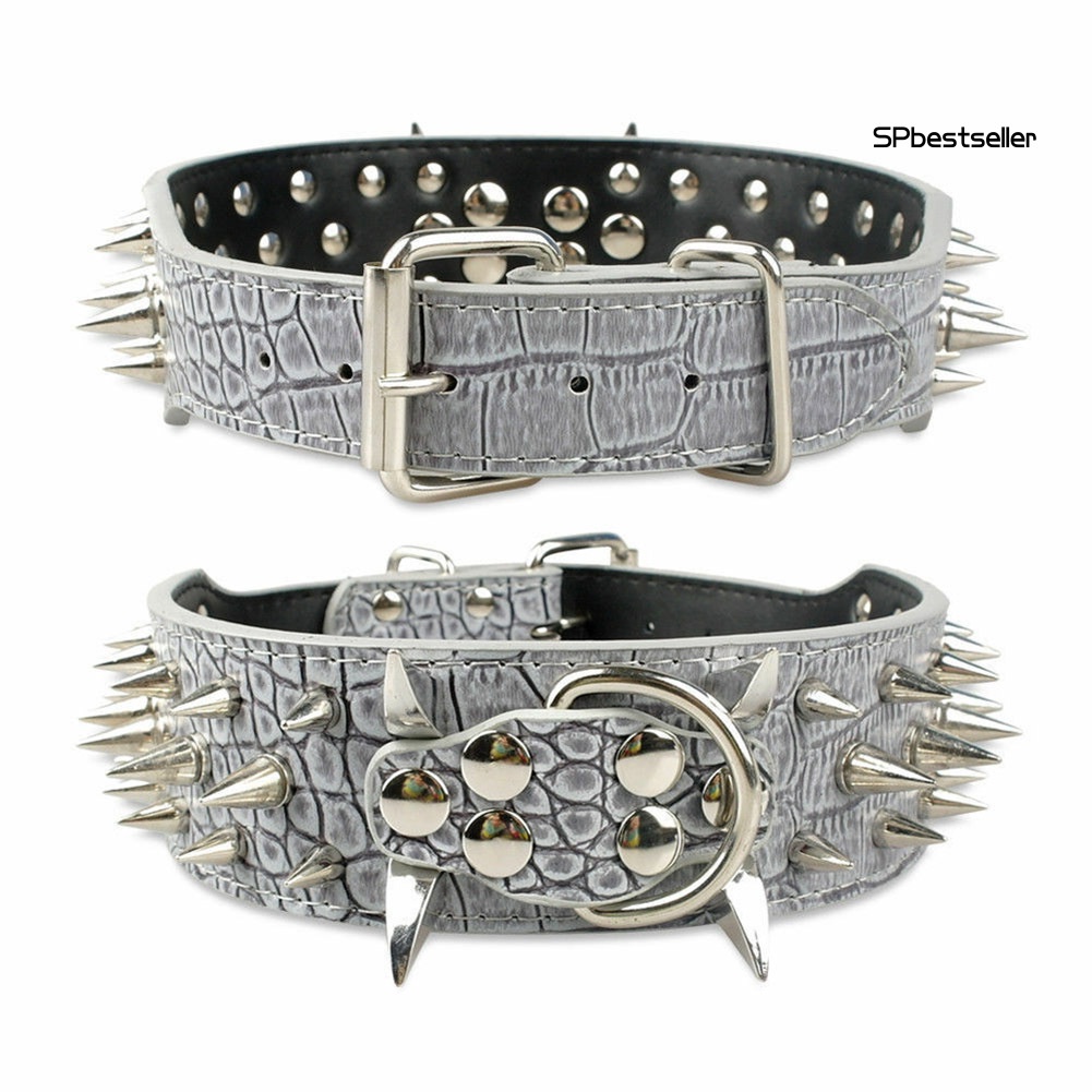 Vòng cổ đinh tán bằng da giả cỡ 2 inch cho chó pitbull
