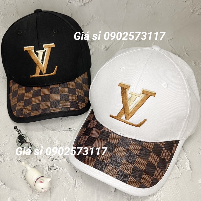 Nón kết lưỡi trai thêu L.V phối kết caro thời thượng nam nữ