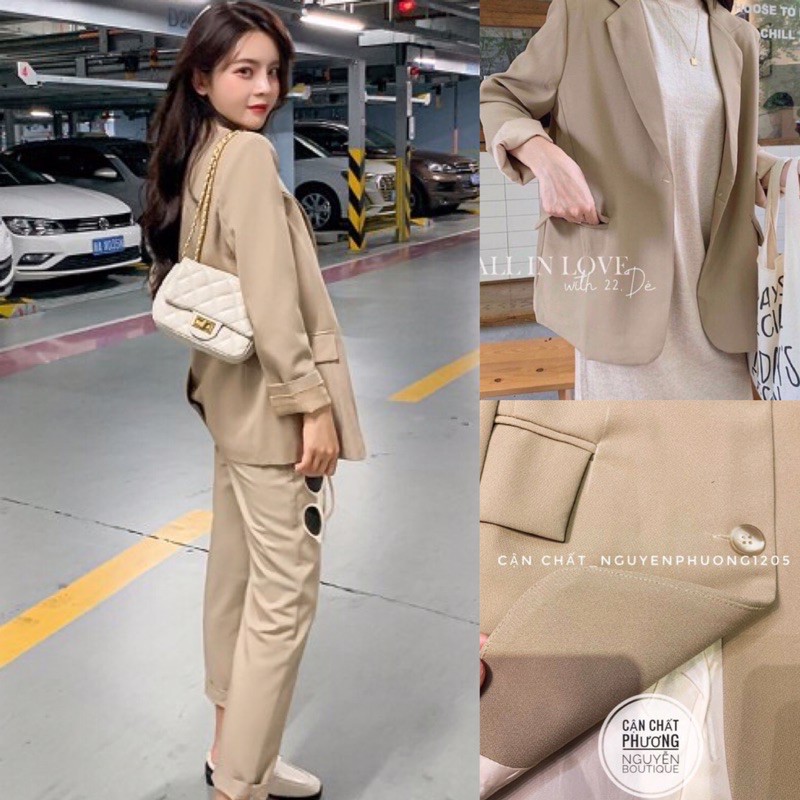 Áo blazer túi hộp hiện đại hai lớp phong cách ulzzang Hàn thanh lịch | BigBuy360 - bigbuy360.vn