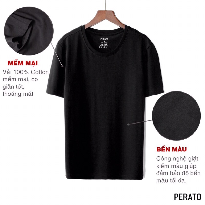 Áo Thun Nam Ngắn Tay Không Cổ PERATO (6 Màu), Chất Liệu Mềm Mại, Thấm Hút Nhanh Chóng, Bền Màu (TSOP21004-03) | BigBuy360 - bigbuy360.vn