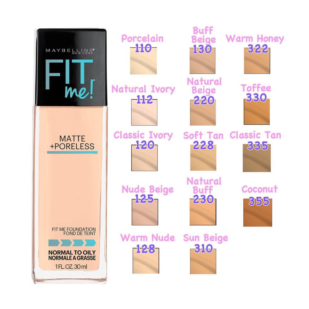 Kem nền kiềm dầu chống nắng Maybelline Fit Me Matte+Poreless SPF22 - Bản Nội Địa Mỹ