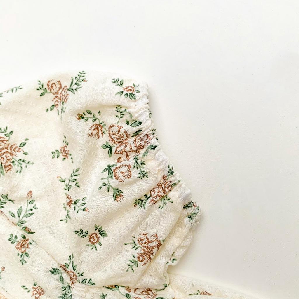 Bộ Áo Liền Quần In Hoa Và Mũ Dành Cho Bé Gái