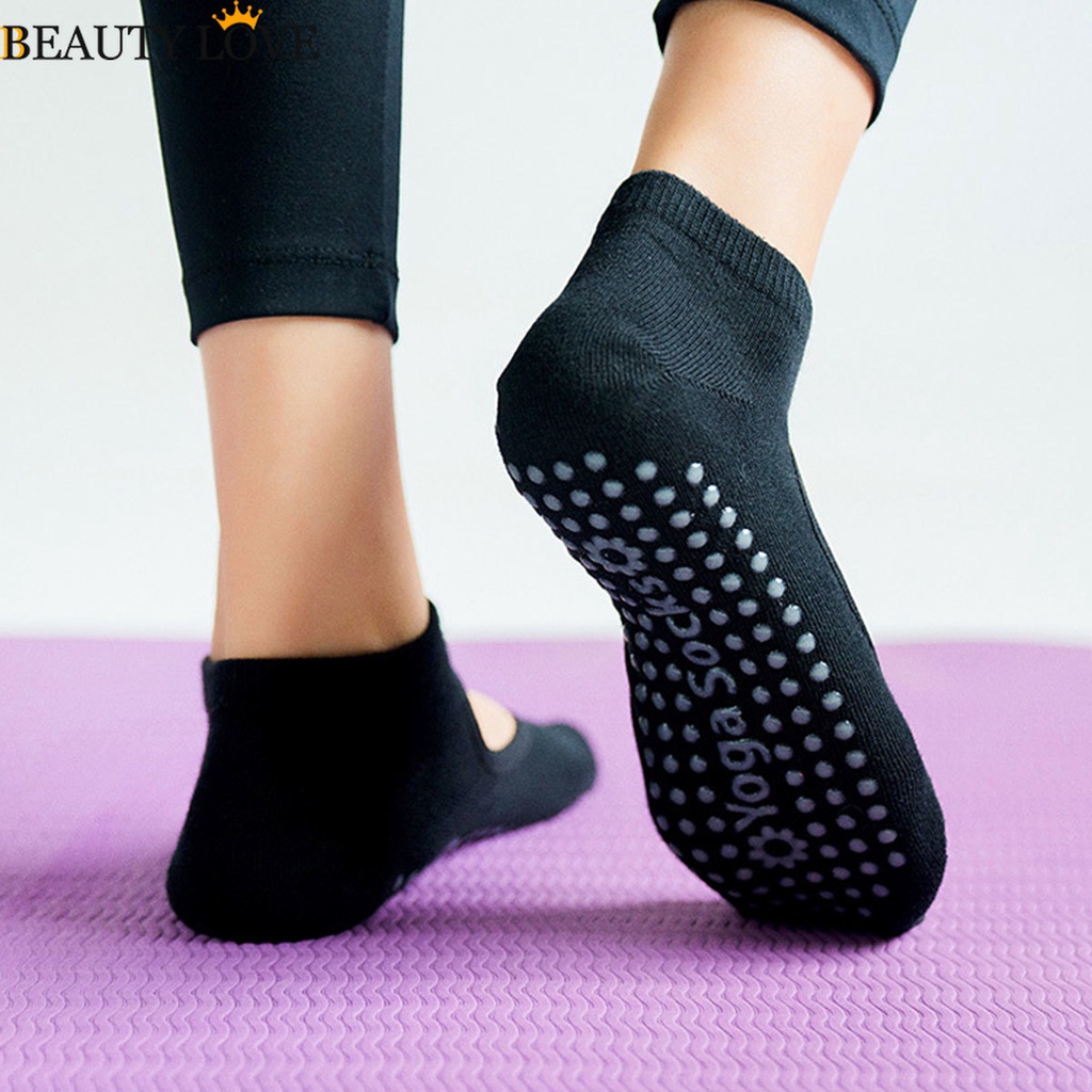 Vớ Cotton Tập Yoga / Pilates / Múa Bale Hở Lưng Chống Trượt Thoáng Khí Bằng Silicone Cho Nữ