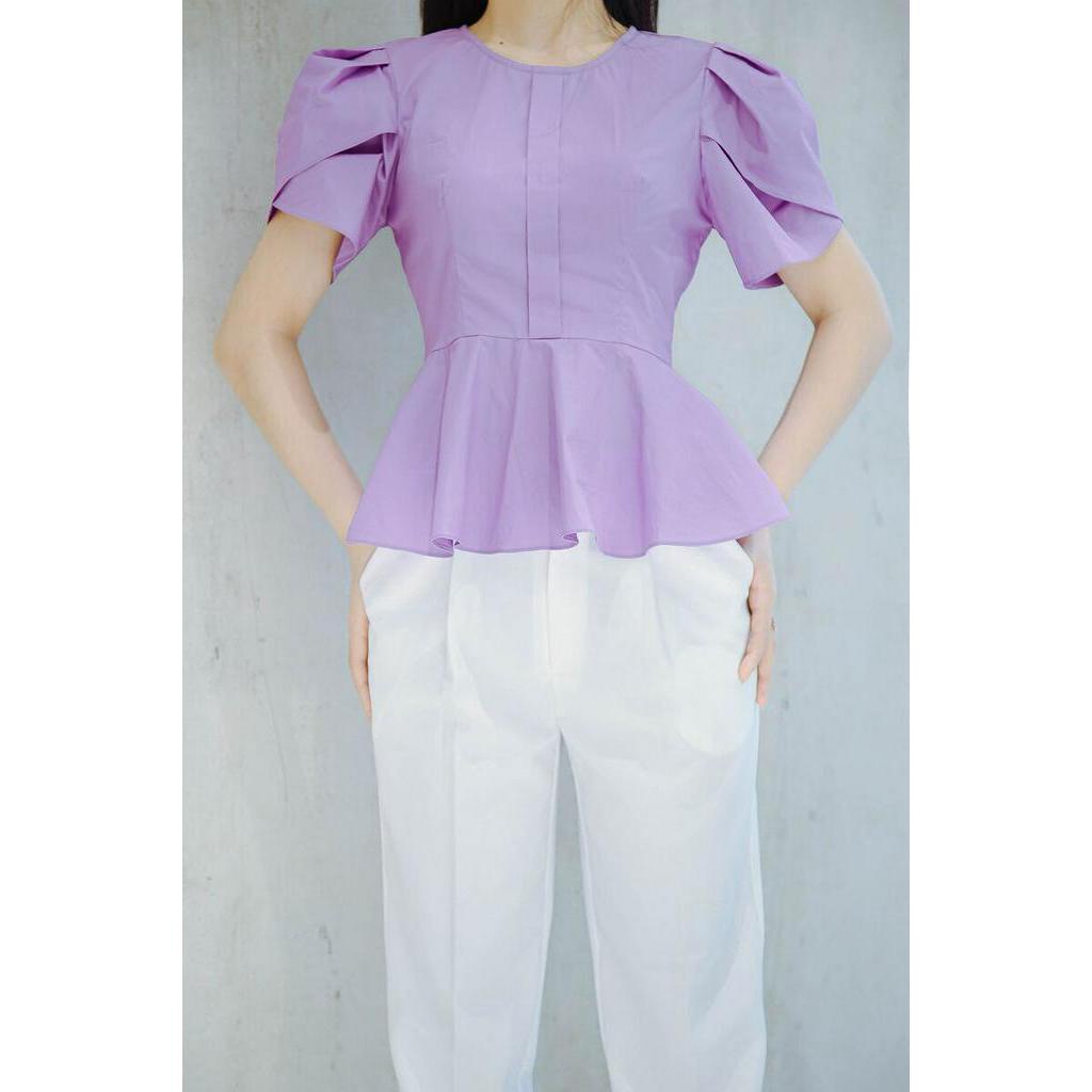 Áo peplum tay cánh hồng