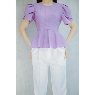 Áo peplum tay cánh hồng