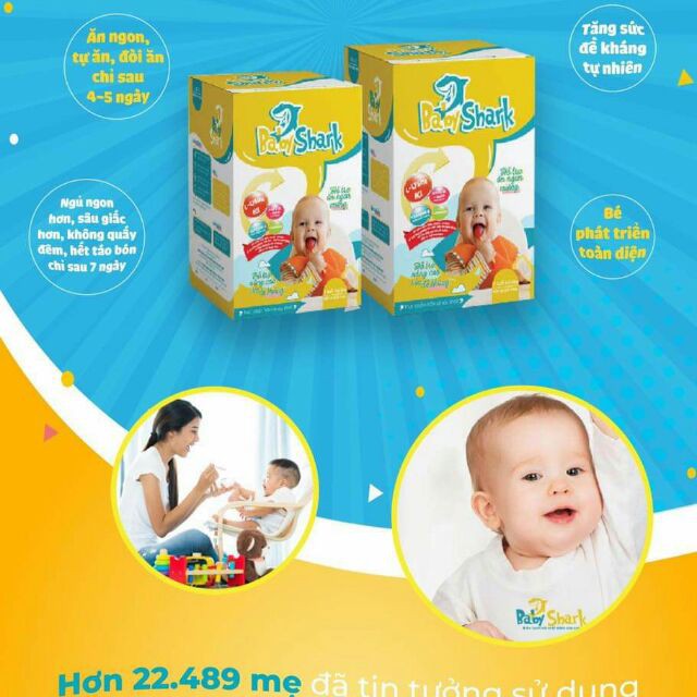 [Tặng 2gói] Tặng sữa rửa mặt - Baby Shark - Siro giúp bé tăng cân, hết táo bón, phát triển toàn diện hộp 30 gói