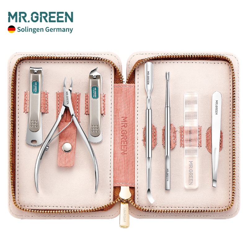Set 7 dụng cụ chăm sóc móng tay MR.GREEN bằng thép không gỉ chuyên nghiệp kèm túi đựng