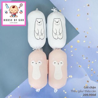 [HOUSE OF GAU] Gối chặn Little Love cho bé vỏ Modal thêu hình gấu, hình cáo