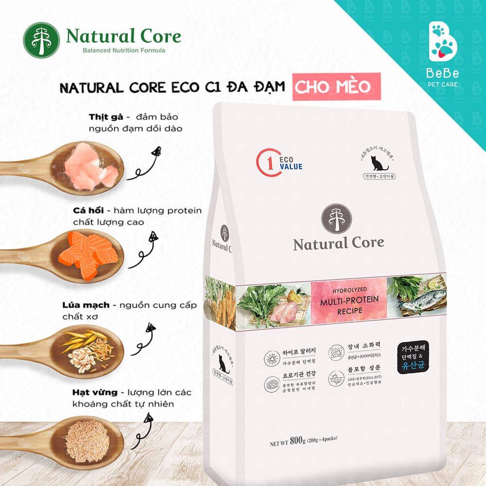 [5Kg] Hạt NATURAL CORE Đa Đạm Cho Mèo Mọi Lứa Tuổi