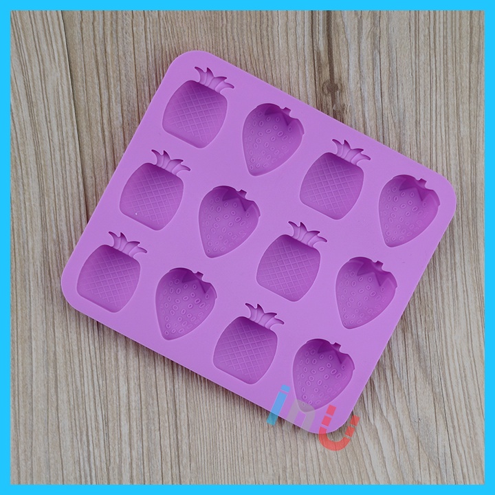 HCM - Khuôn silicon Dâu Thơm đổ rau câu, thạch pudding, nướng bánh mini
