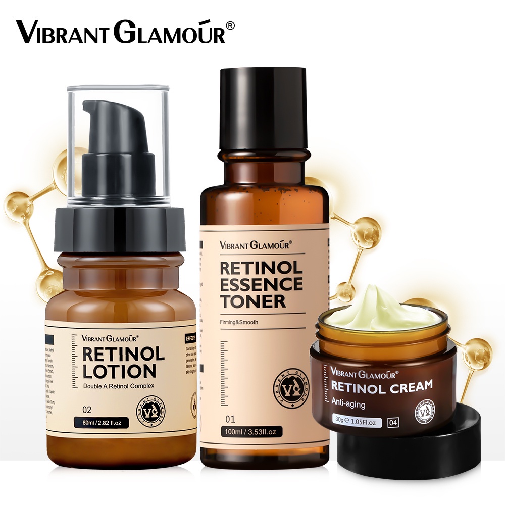 Bộ 3 sản phẩm Vibrant Glamour gồm toner + kem dưỡng da mặt + serum chống lão hóa chống nếp nhăn làm mờ nếp nhăn