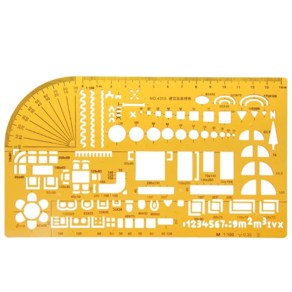 Thước Đo Kiêm Khuôn Vẽ Bằng Nhựa Resin Bền Bỉ Dùng Trong Xây Dựng