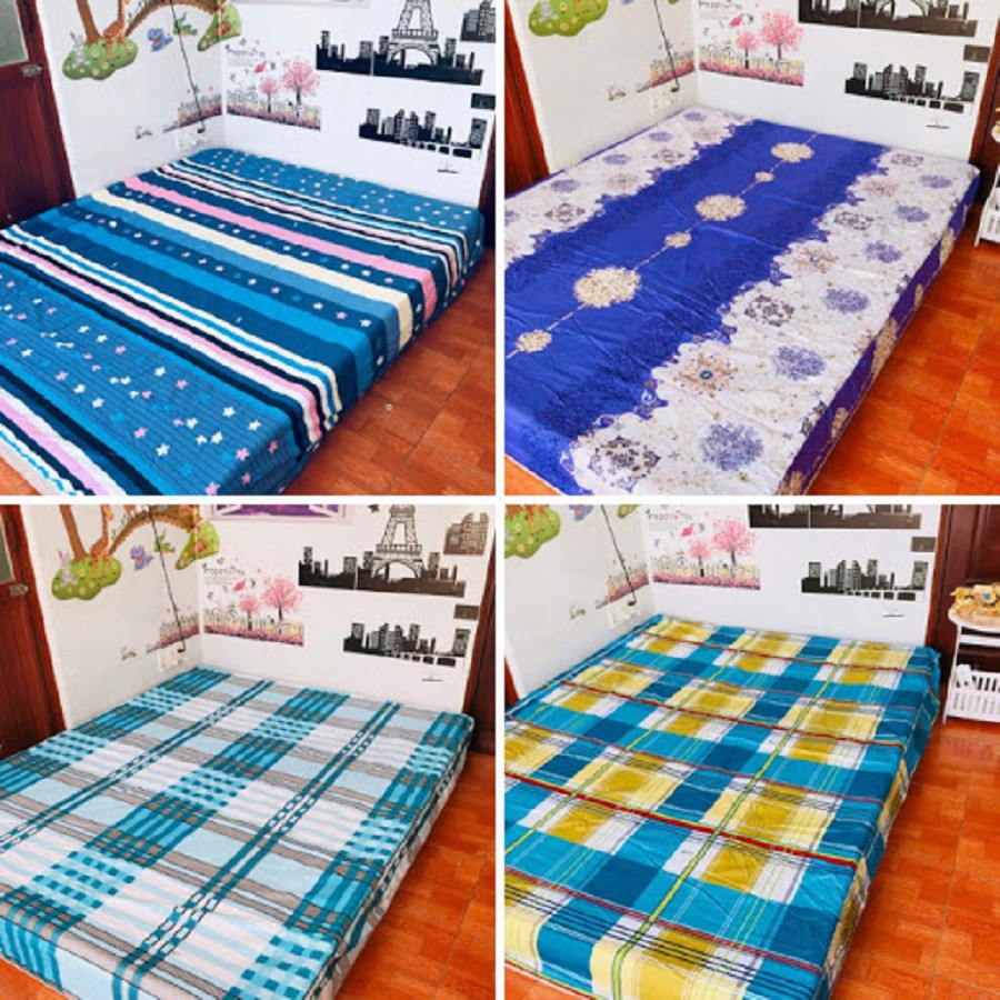 DRAP GIƯỜNG COTTON POLY KHÔNG VỎ GỐI TỪ 1M ĐẾN 1M8- GIAO NGẪU NHIÊN