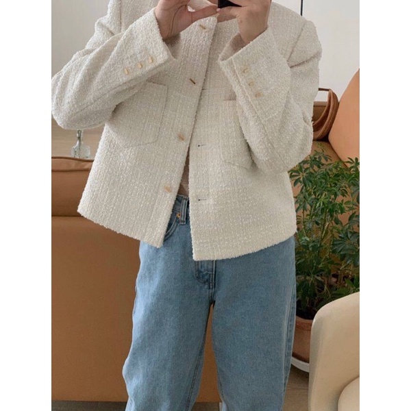 Áo khoác mùa đông vải Tweed - Order Taobao | Áo khoác Tweed nữ hai lớp dày dặn- phong cách Ulzzang