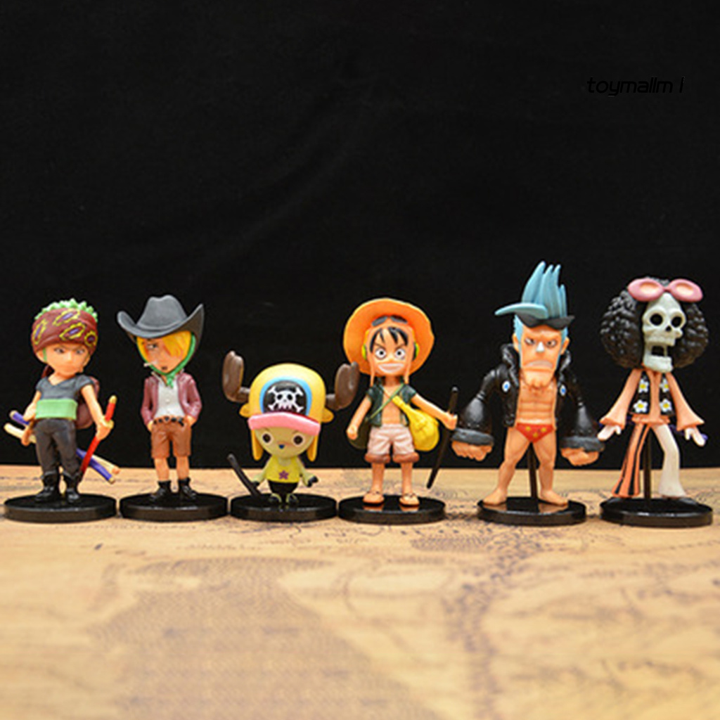 toymall 6Pcs Anime One Piece Luffy Chopper Zoro Model Figure Toys Home Ornaments Decor