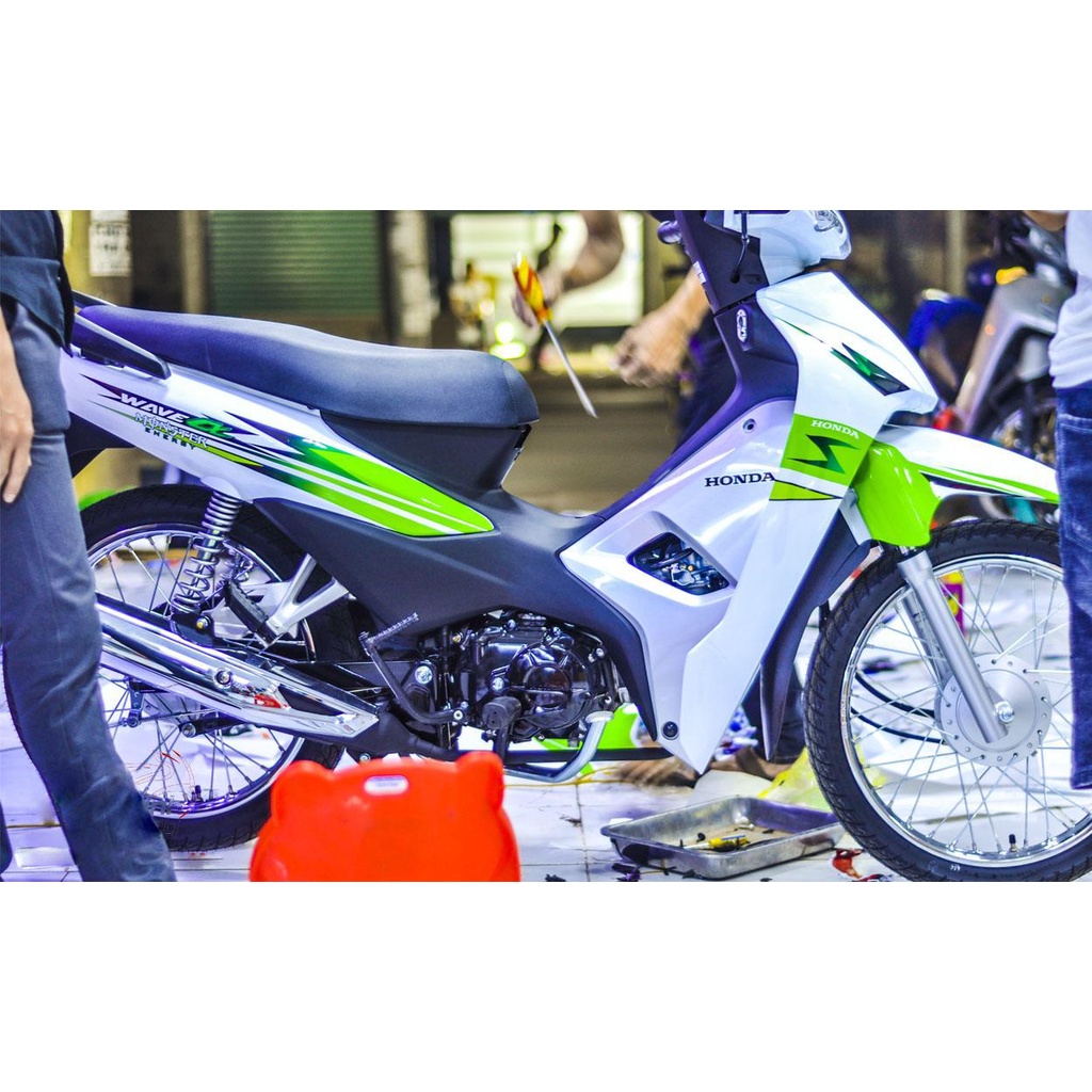 Tem trùm xe máy wave xanh lá đẹp tinh tế